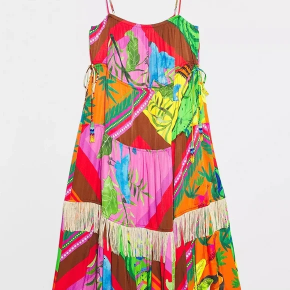 FARM RIO | Palila Fringed Midi Printed Dress - Picture 7 of 9